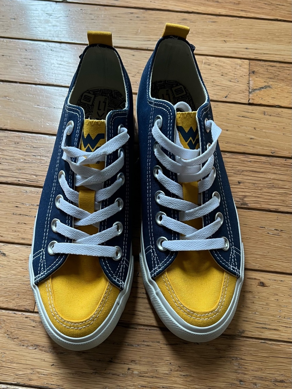 Unbranded Women's Navy and Yellow Low-Top Canvas Sneakers